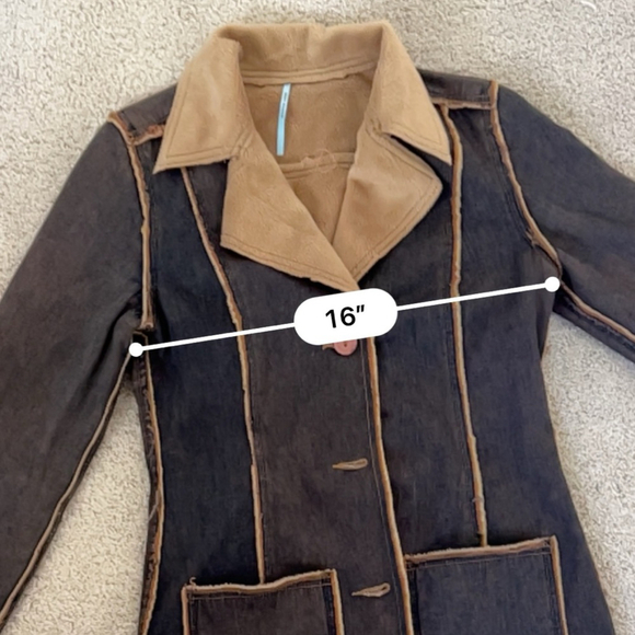 Vintage Hot Sauce denim and Sherpa lined duster coat. Size S - Picture 3 of 6